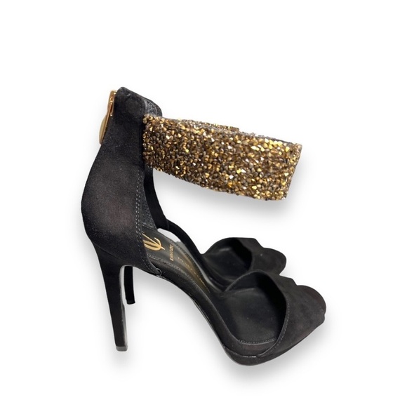 Vince Camuto Signature | Nero Gold Crystal Strap High Heel Sz 10 - Picture 6 of 7